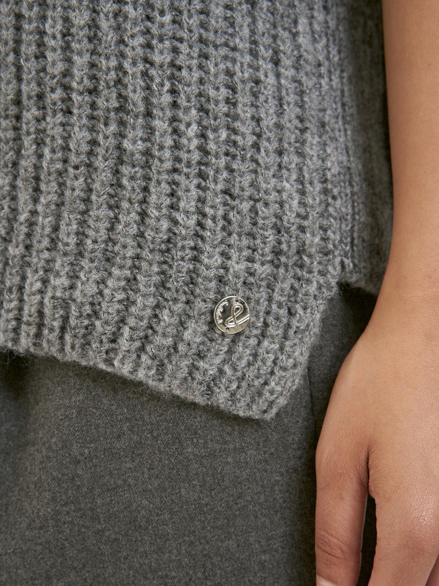 Product image 4 of 4, which shows Smith & Soul Funnel Neck Stand Collar Jumper, Dark Grey, S-M