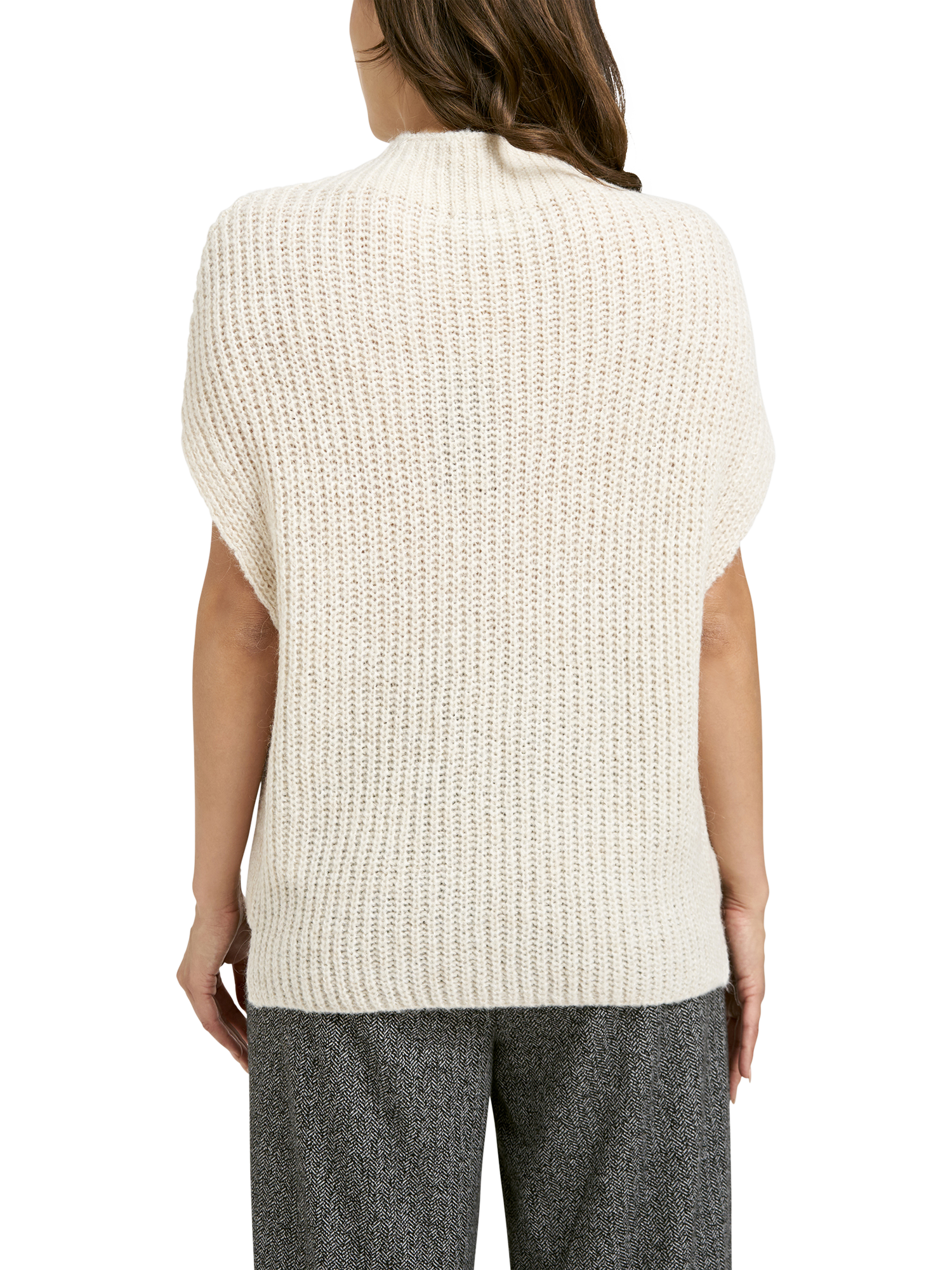 Product image 2 of 4, which shows Smith & Soul Funnel Neck Stand Collar Jumper, Wool White, S-M