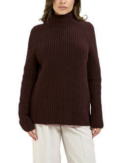 Smith & Soul Ribbed High Neck Jumper, Plum, Plum