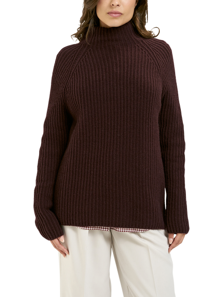Smith & Soul Ribbed High Neck Jumper, Plum, Plum