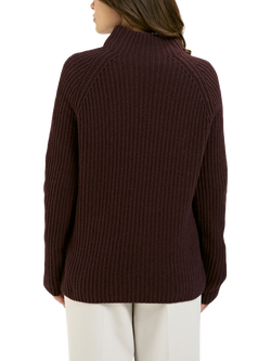 Smith & Soul Ribbed High Neck Jumper, Plum - view 2, Plum