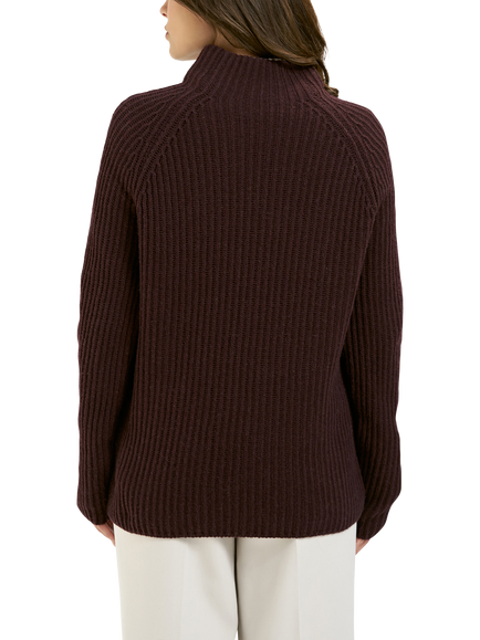 Smith & Soul Ribbed High Neck Jumper, Plum - view 2, Plum