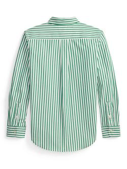 Ralph Lauren Kids' Woven Cotton Logo Shirt - view 2, Green/White