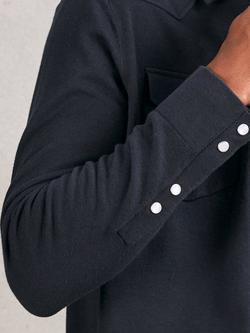 Reiss Ledger Cotton Cashmere Blend Shirt - view 2, Navy