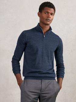 Reiss Blackhall Funnel Neck Merino Wool Jumper, Denim Jaspe