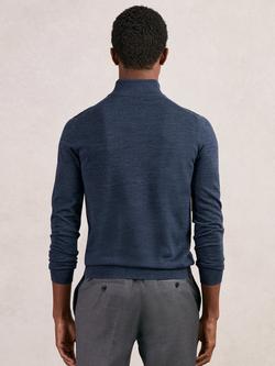 Reiss Blackhall Funnel Neck Merino Wool Jumper - view 2, Denim Jaspe