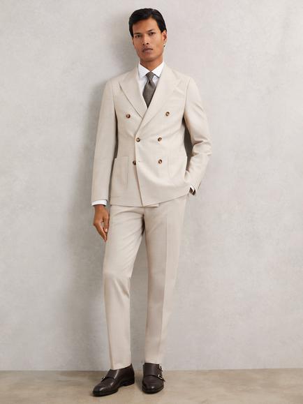 Reiss Belmont Straight Tailored Trousers, Stone