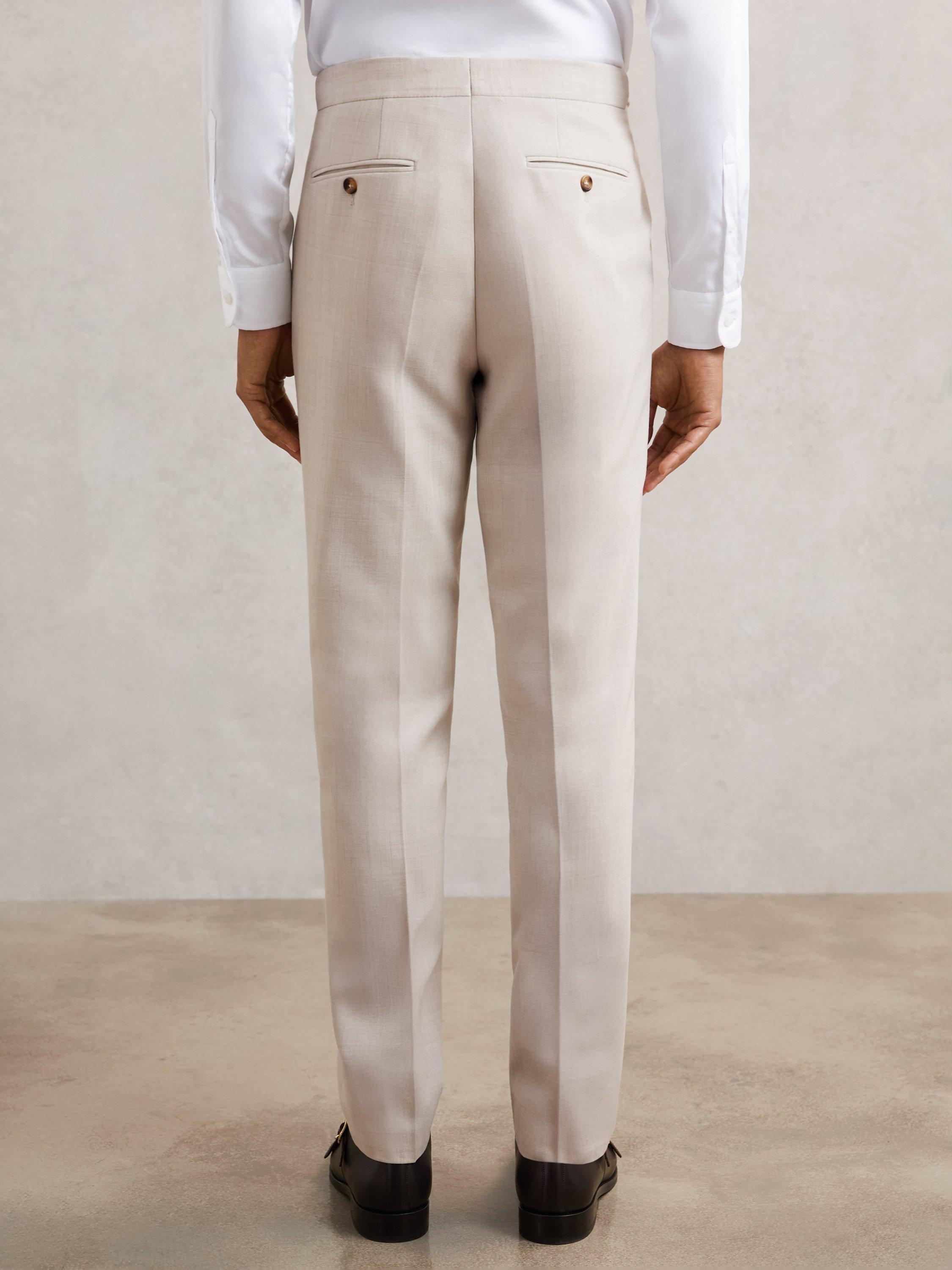 Product image 2 of 5, which shows Reiss Belmont Straight Tailored Trousers, Stone, 28R
