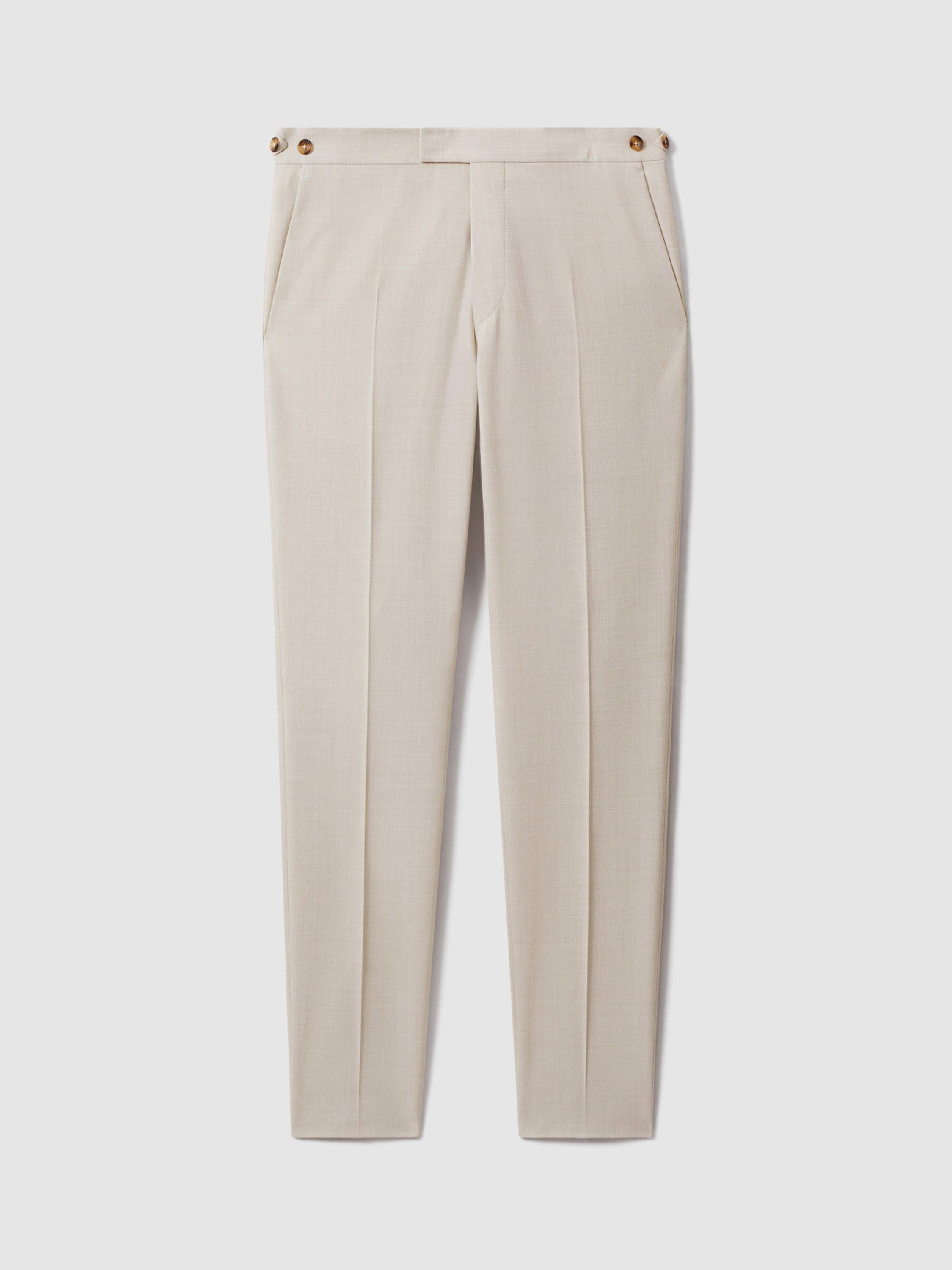 Product image 3 of 5, which shows Reiss Belmont Straight Tailored Trousers, Stone, 28R