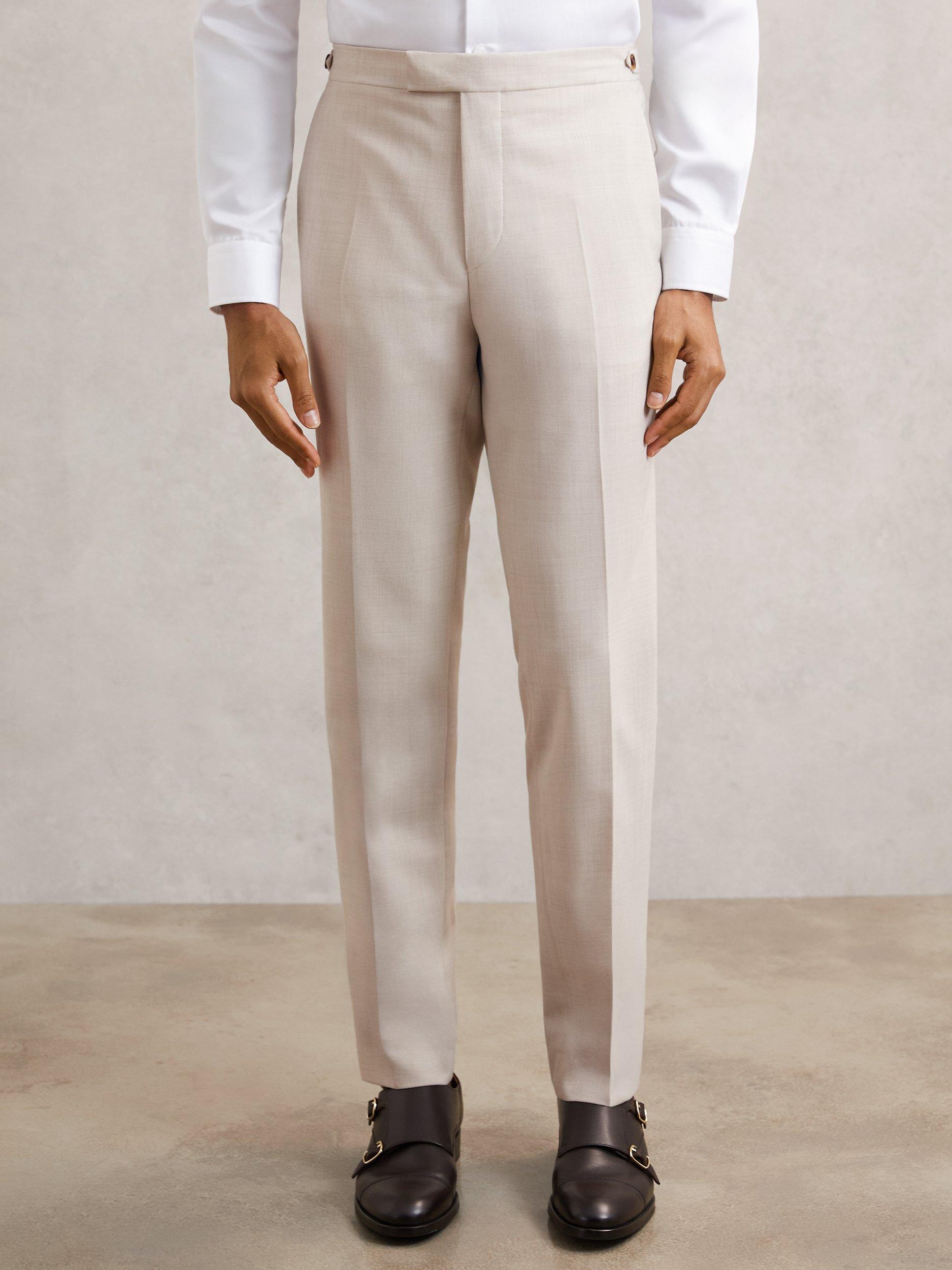 Product image 4 of 5, which shows Reiss Belmont Straight Tailored Trousers, Stone, 28R