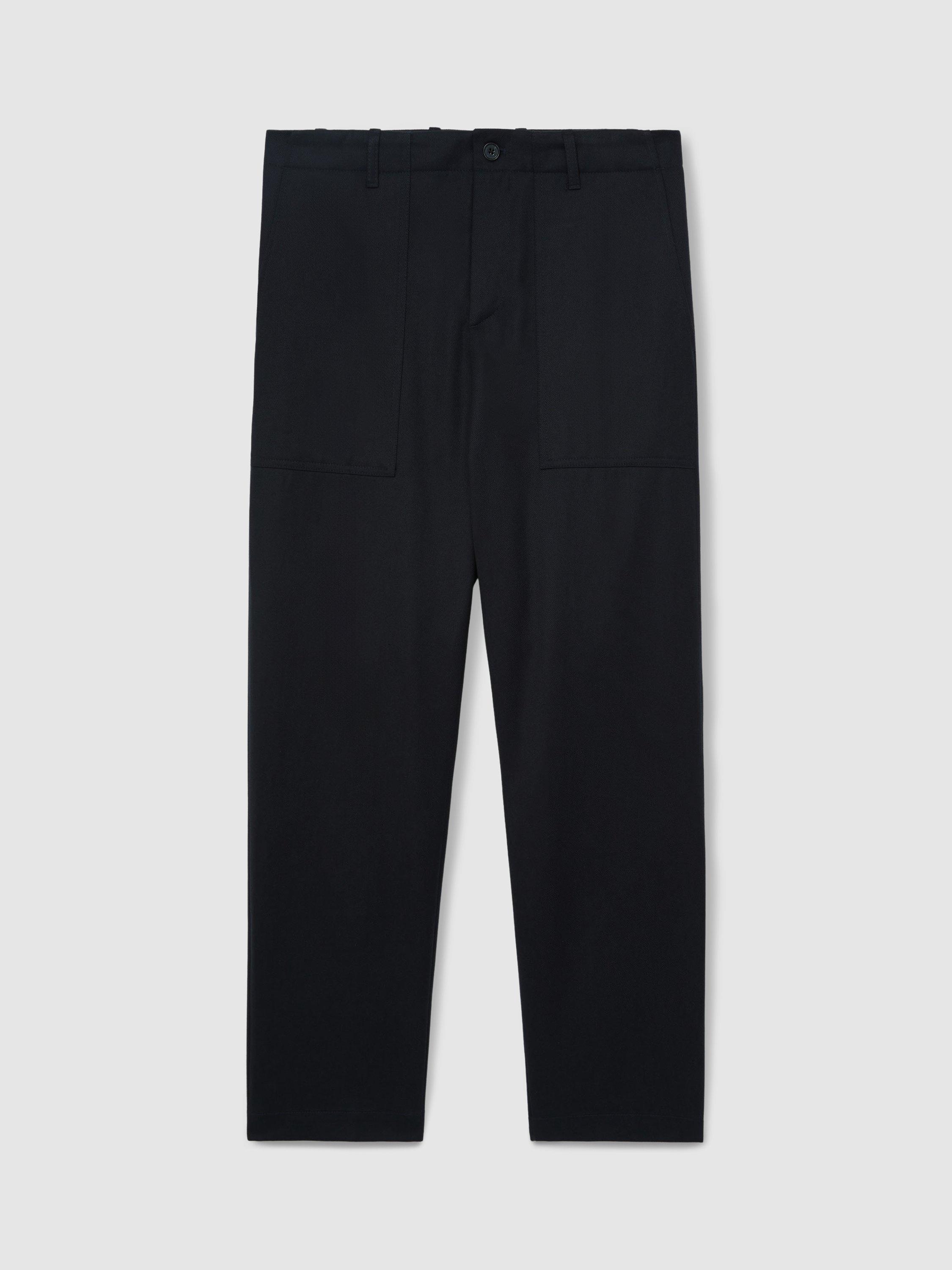 Product image 3 of 5, which shows Reiss Preach Wide Utility Trousers, Navy, 28R