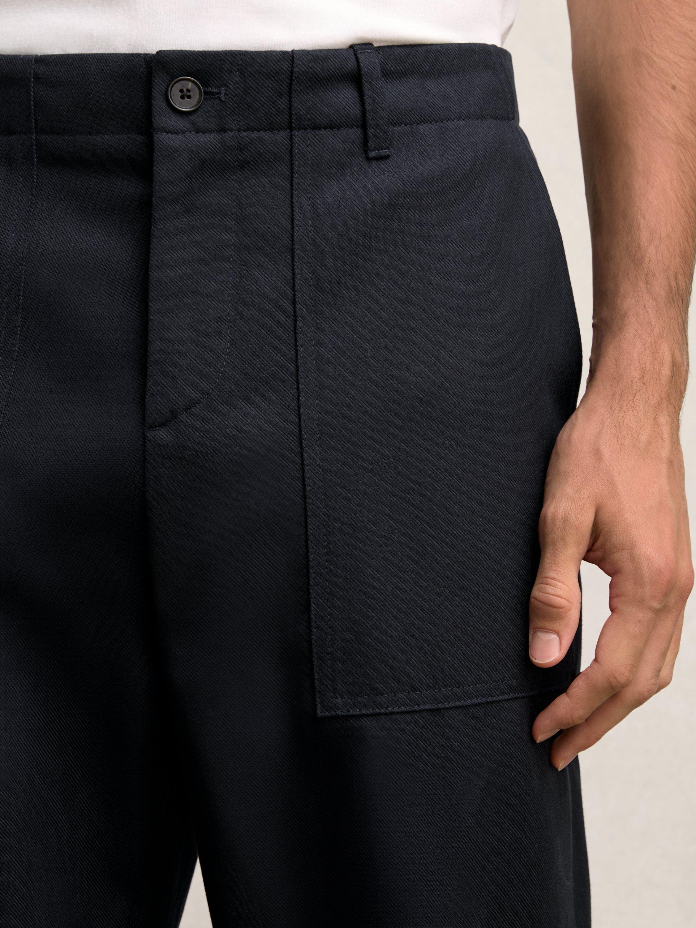 Product image 5 of 5, which shows Reiss Preach Wide Utility Trousers, Navy, 28R