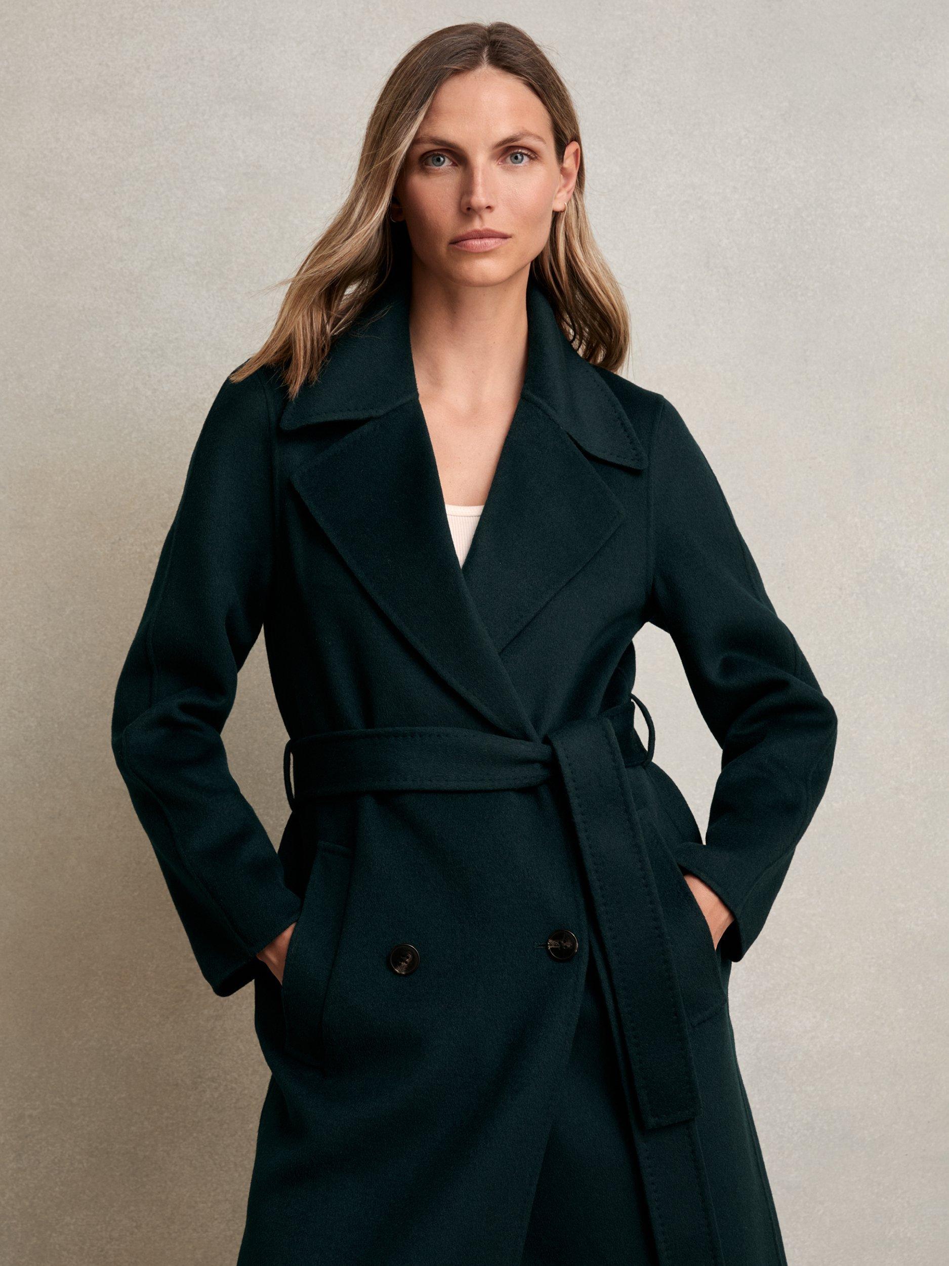 Product image 1 of 5, which shows Reiss Rene Blind Seam Wool Rich Coat, Green, 8