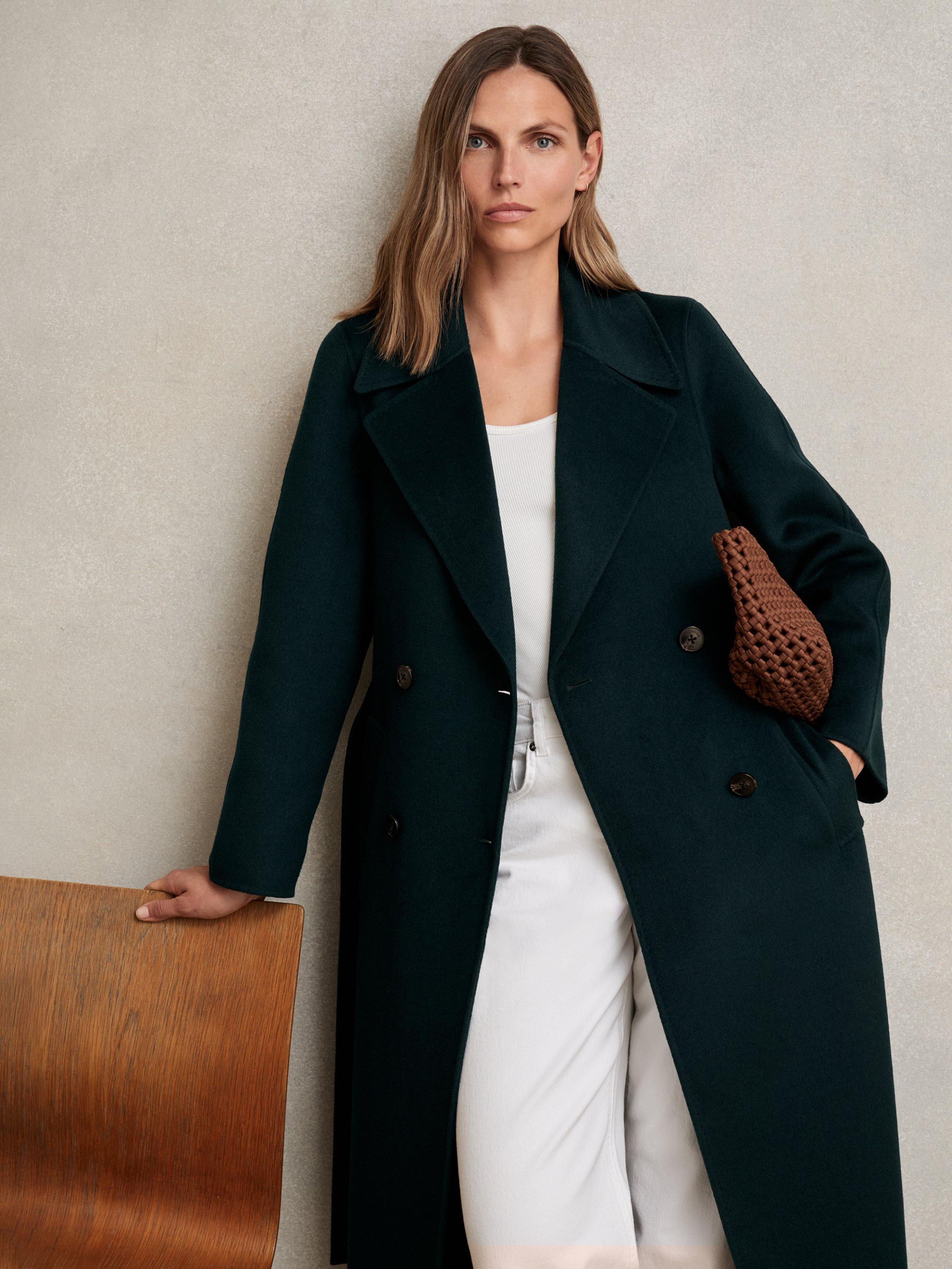 Product image 2 of 5, which shows Reiss Rene Blind Seam Wool Rich Coat, Green, 8