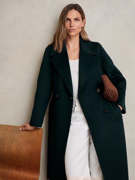 Reiss Rene Blind Seam Wool Rich Coat, Green - view 2, Green