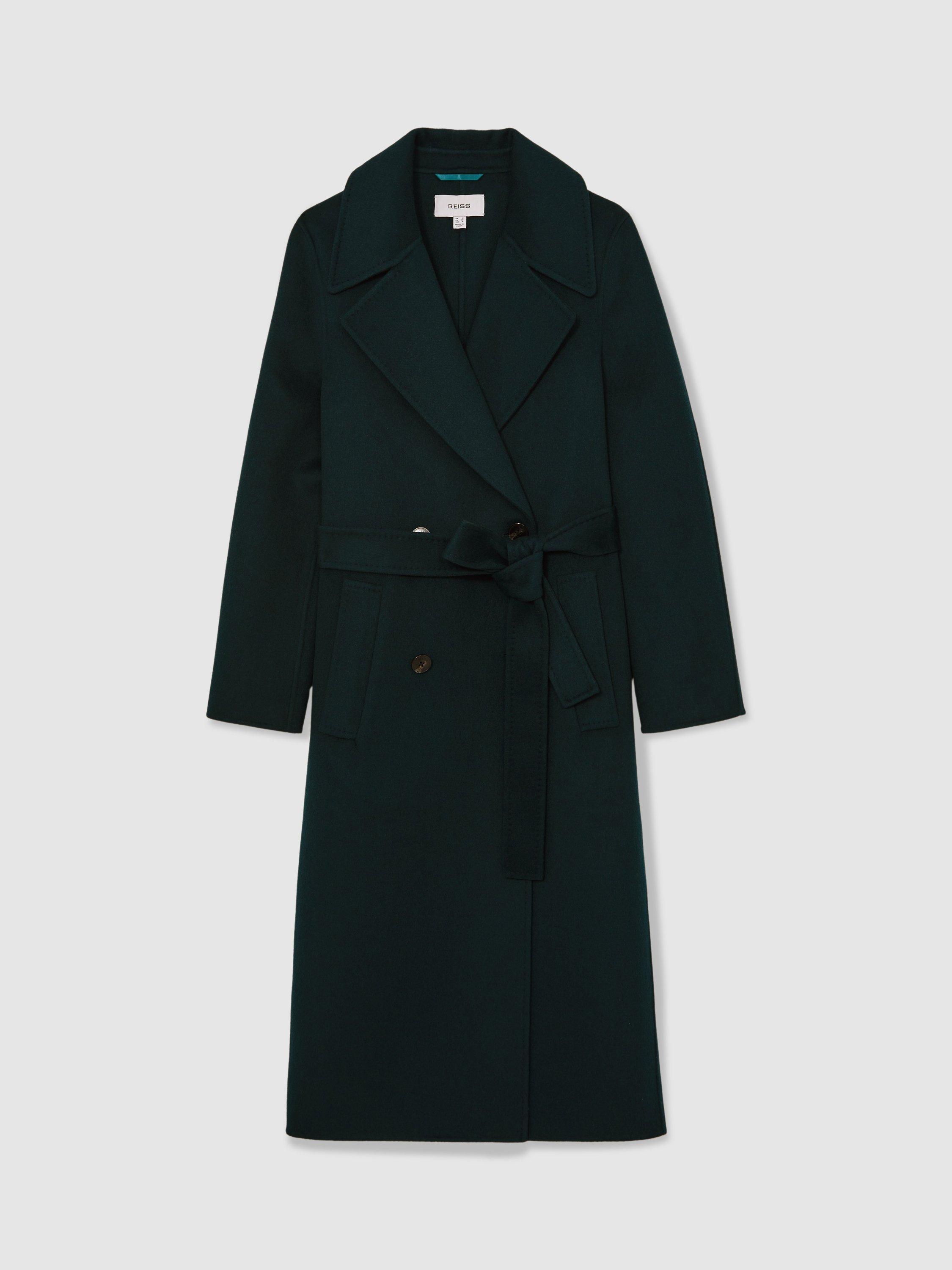 Product image 3 of 5, which shows Reiss Rene Blind Seam Wool Rich Coat, Green, 8
