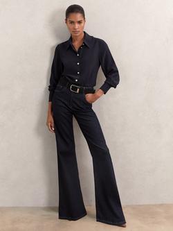 Reiss Gianna Pure Silk Shirt, Navy
