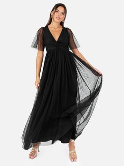 Anaya With Love Twist Front Tule Maxi Dress - view 2, Black