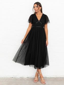 Anaya With Love Ribbon Detail Tulle Midi Dress, Black