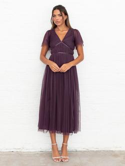 mauve fit and flare dress Women's Purple Floral Fit and Flare Midi Dress main image 1