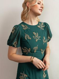 Maya Deluxe Embellished Puff Sleeve Maxi Dress - view 2, Emerald