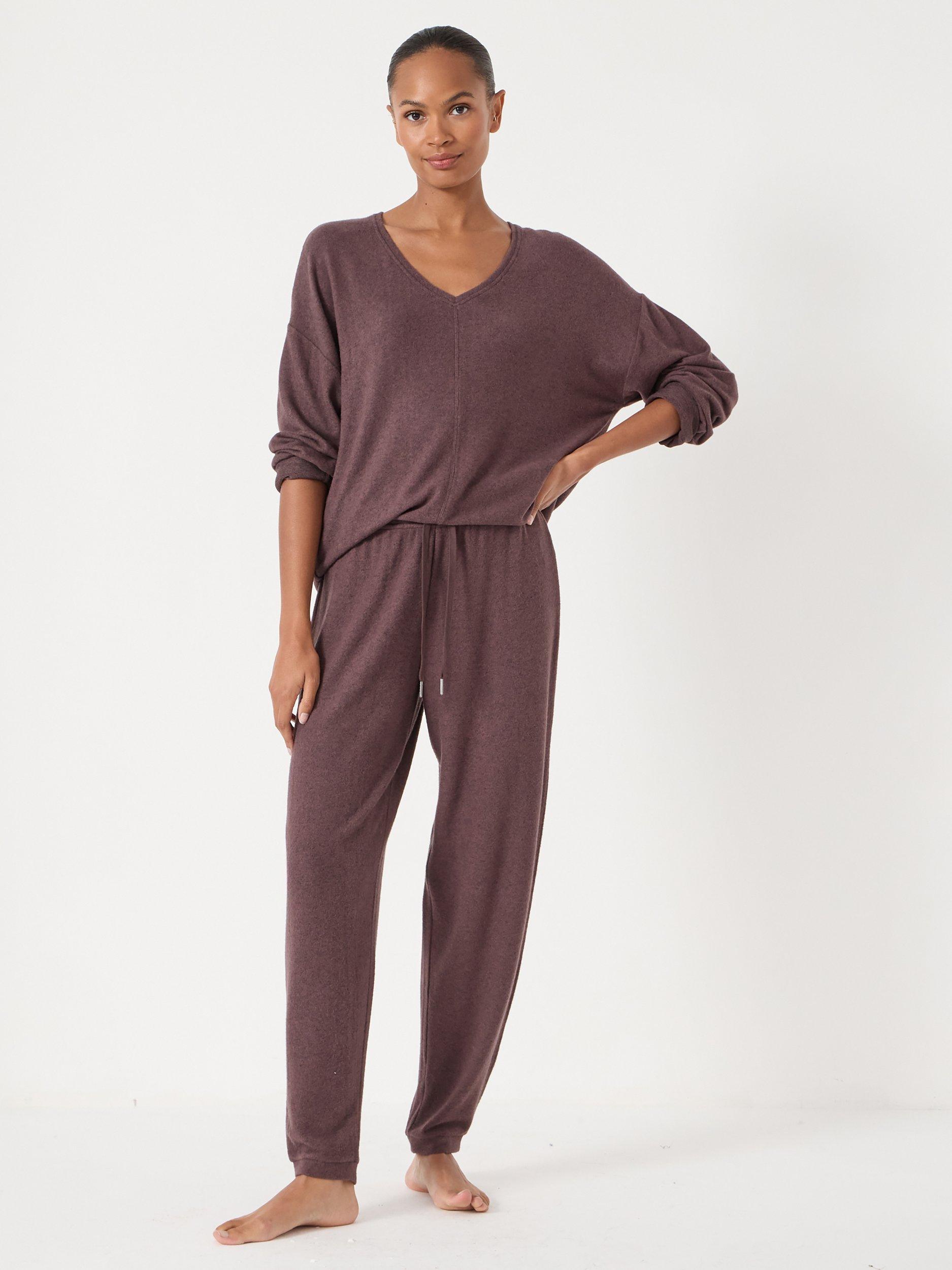 Product image 2 of 4, which shows HUSH Elle Soft Joggers containing LENZING™ ECOVERO™ Viscose, Chocolate Melange, XXS