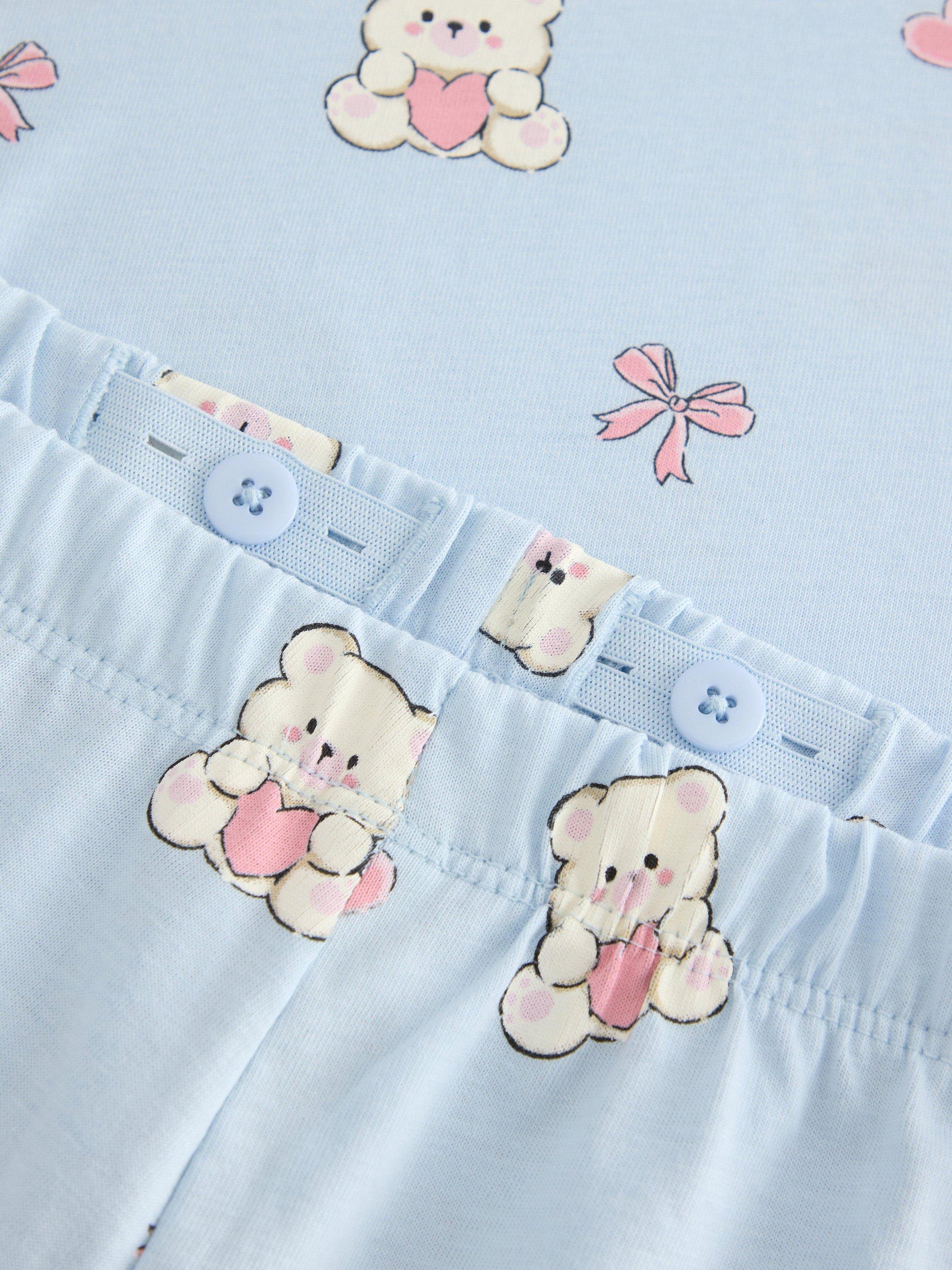 Product image 3 of 3, which shows Lindex Kids' Cotton Long Sleeved Bear Print Pyjamas, Light Blue, 4-6 years