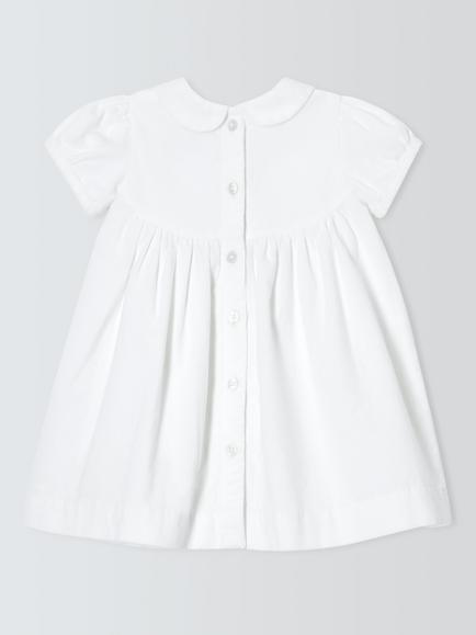 John Lewis Heirloom Collection Baby Cord Smocked Dress, Bright White - view 2, Bright White