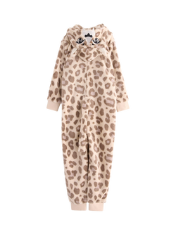 Lindex Kids' Hooded Animal Onesie, Light Beige - view 2, Light Beige