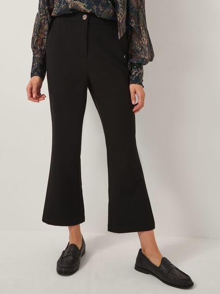 Monsoon Blake Cropped Tailored Trousers, Black, Black