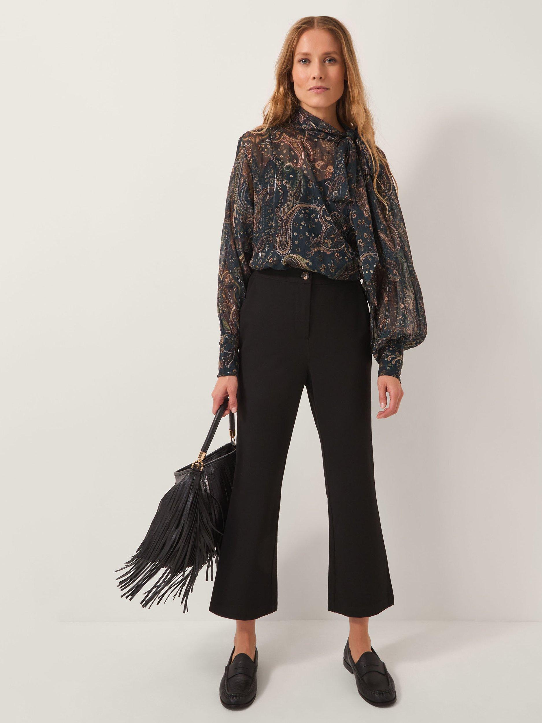 Product image 3 of 5, which shows Monsoon Blake Cropped Tailored Trousers, Black, 10