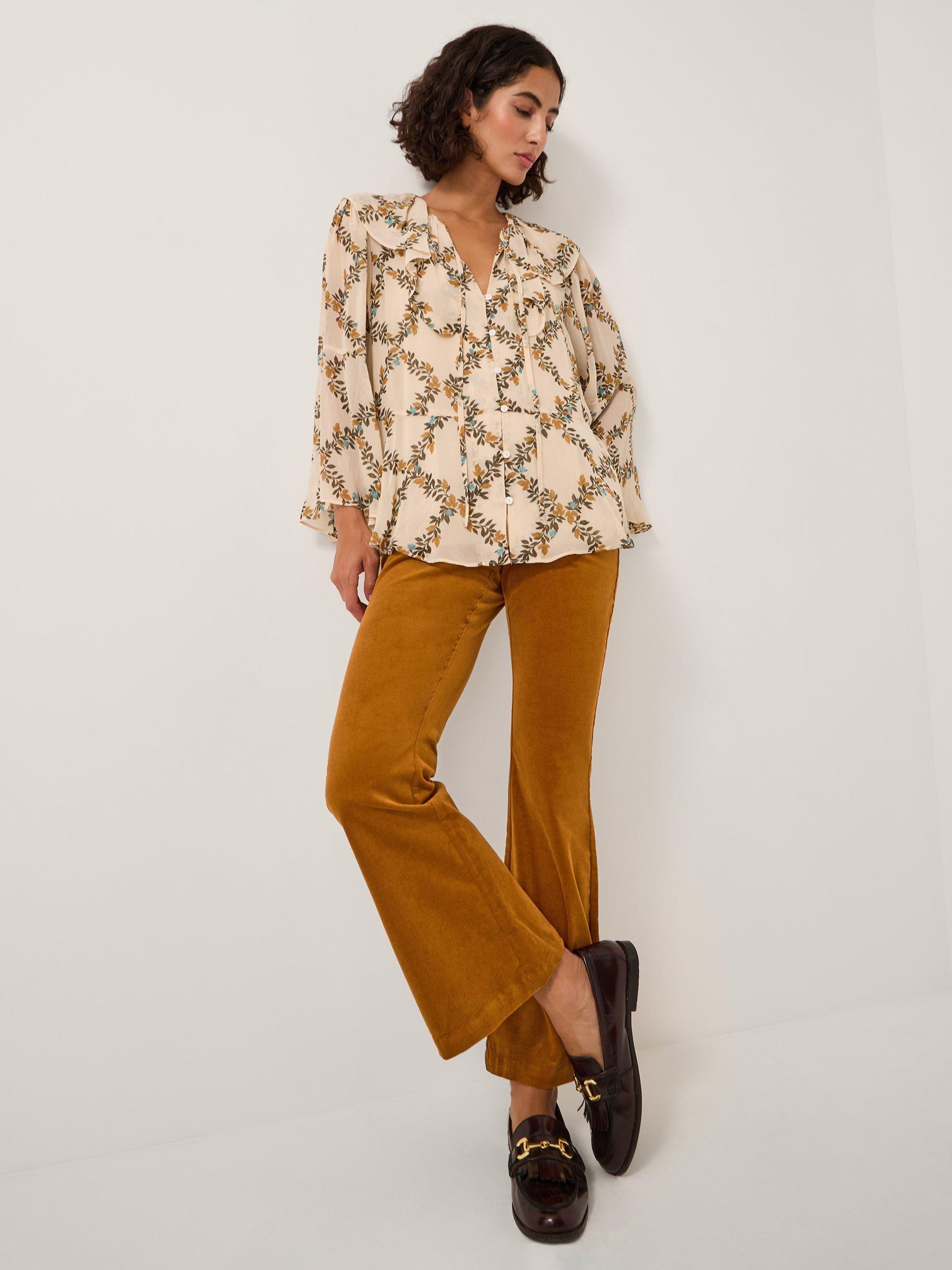Product image 3 of 5, which shows Monsoon Cassidy Flared Corduroy Trousers, Camel, 10