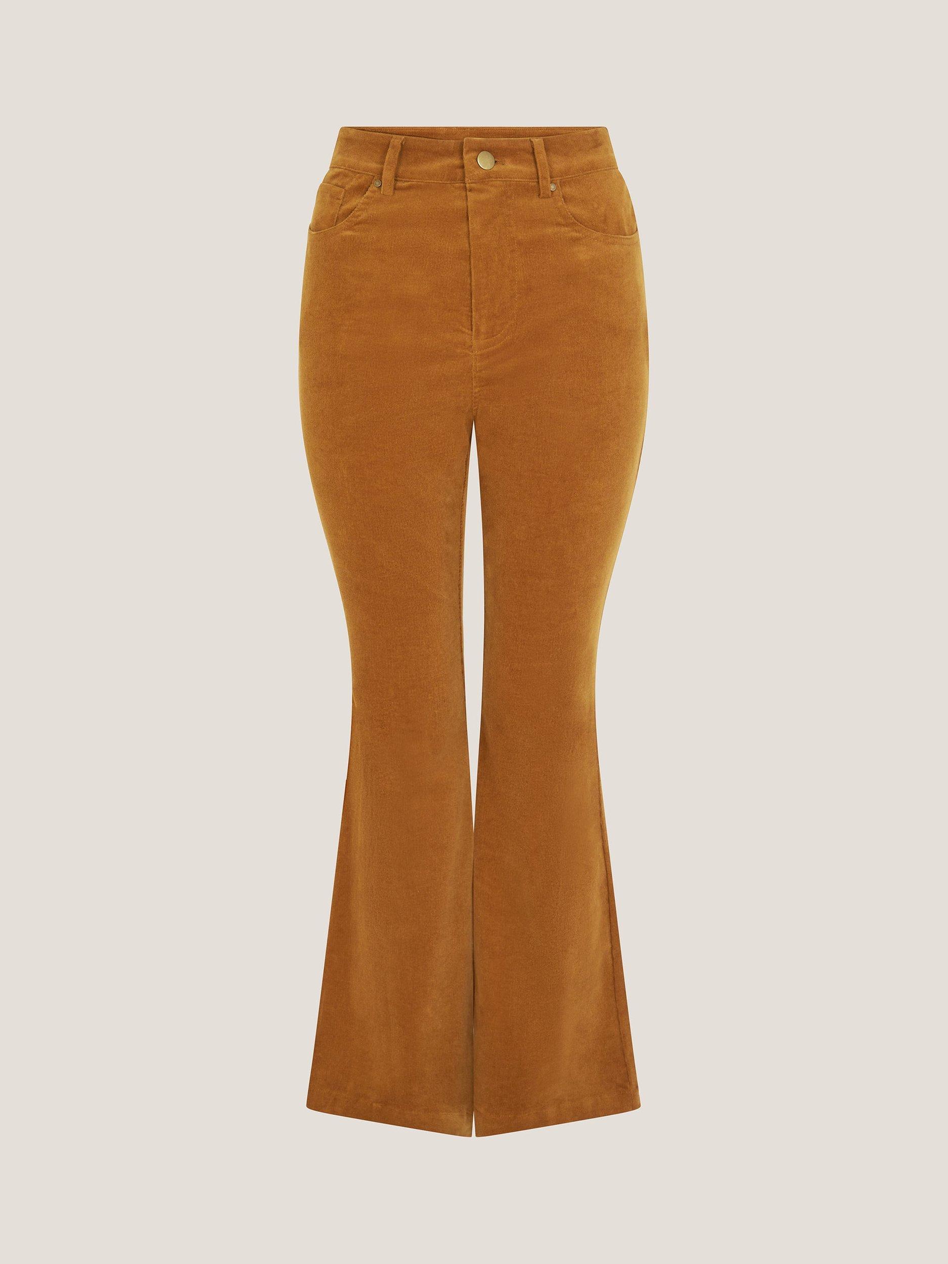 Product image 5 of 5, which shows Monsoon Cassidy Flared Corduroy Trousers, Camel, 10