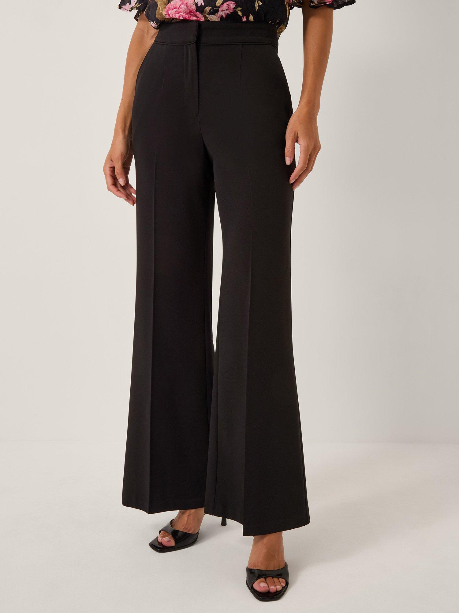 Product image 1 of 5, which shows Monsoon Erin Flared Tailored Trousers, Black, 8