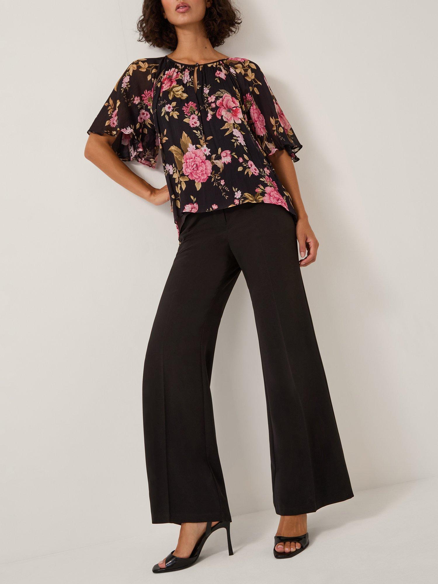 Product image 3 of 5, which shows Monsoon Erin Flared Tailored Trousers, Black, 8