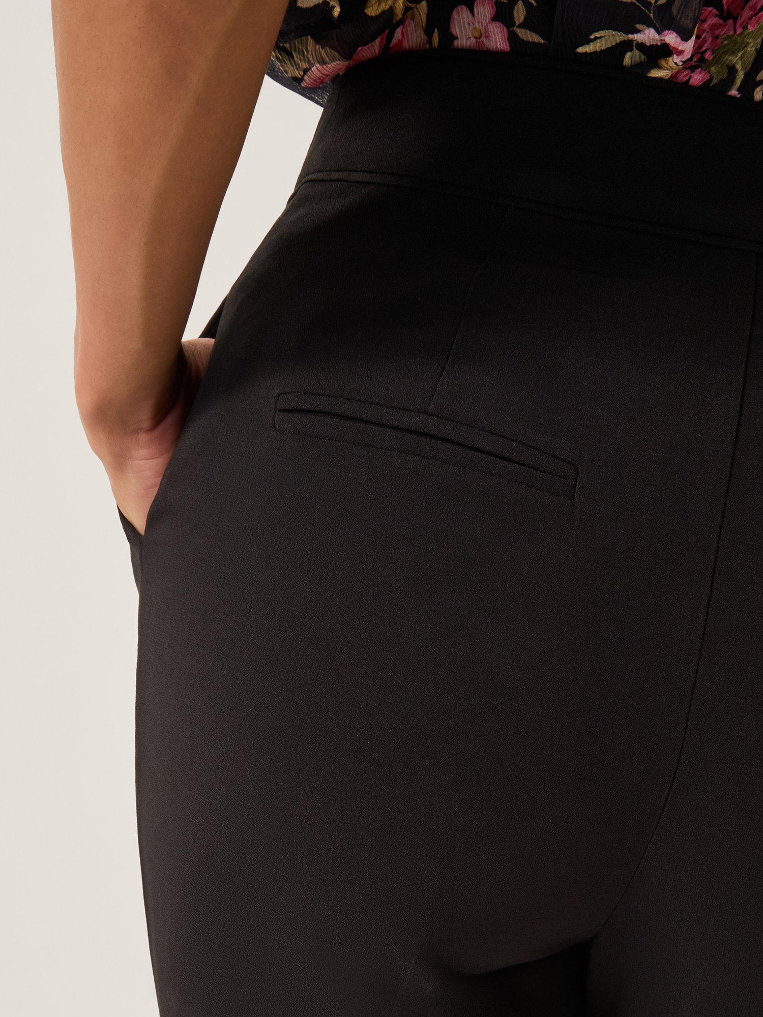 Product image 4 of 5, which shows Monsoon Erin Flared Tailored Trousers, Black, 8