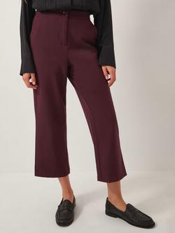 Monsoon Julia Straight Crop Trousers, Aubergine, Aubergine