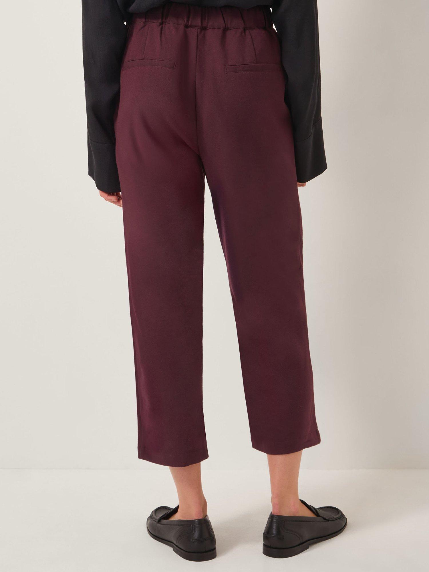 Product image 2 of 5, which shows Monsoon Julia Straight Crop Trousers, Aubergine, 12