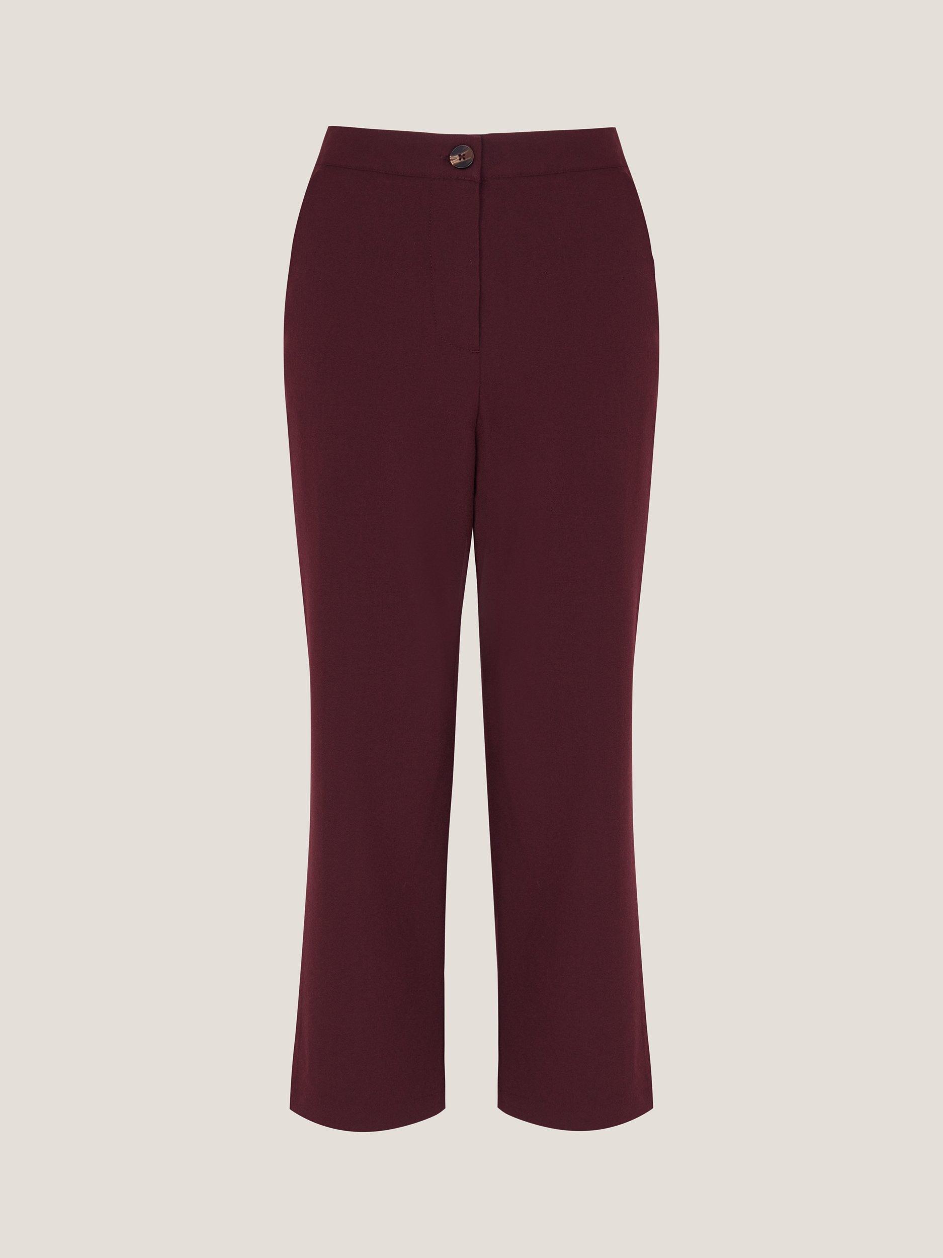 Product image 5 of 5, which shows Monsoon Julia Straight Crop Trousers, Aubergine, 12