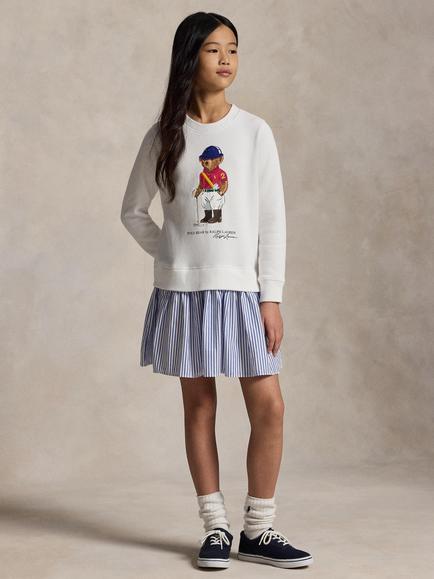 Ralph Lauren Kids' Polo Bear Sweat Dress, White, White