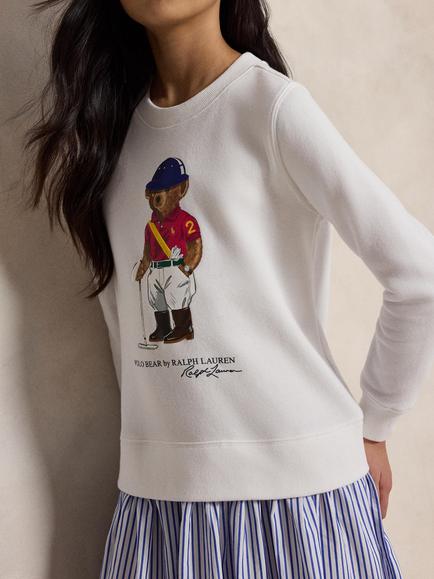 Ralph Lauren Kids' Polo Bear Sweat Dress, White - view 2, White