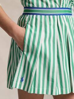 Ralph Lauren Kids' Cotton Stripe Shorts, Stem/White - view 2, Stem/White