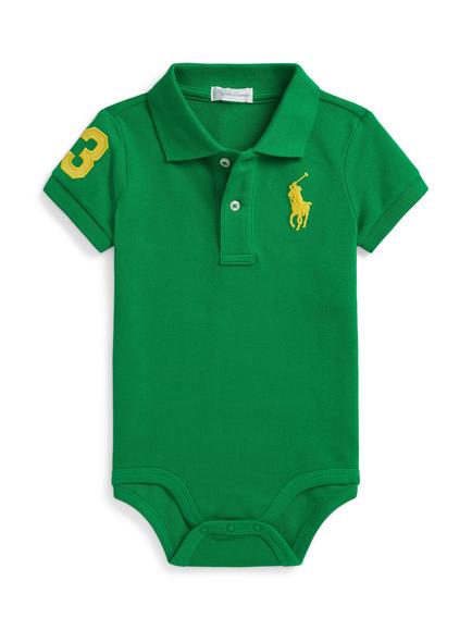 Ralph Lauren Baby Cotton Logo Collared Bodysuit, Cruise Green, Cruise Green