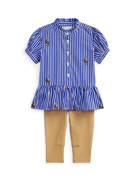 Ralph Lauren Baby Polo Bear Shirt and Trouser Set, Bear Stripe, Equest Bear Stripe