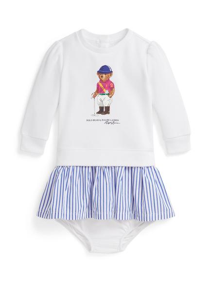 Ralph Lauren Baby Polo Bear Dress, White, White