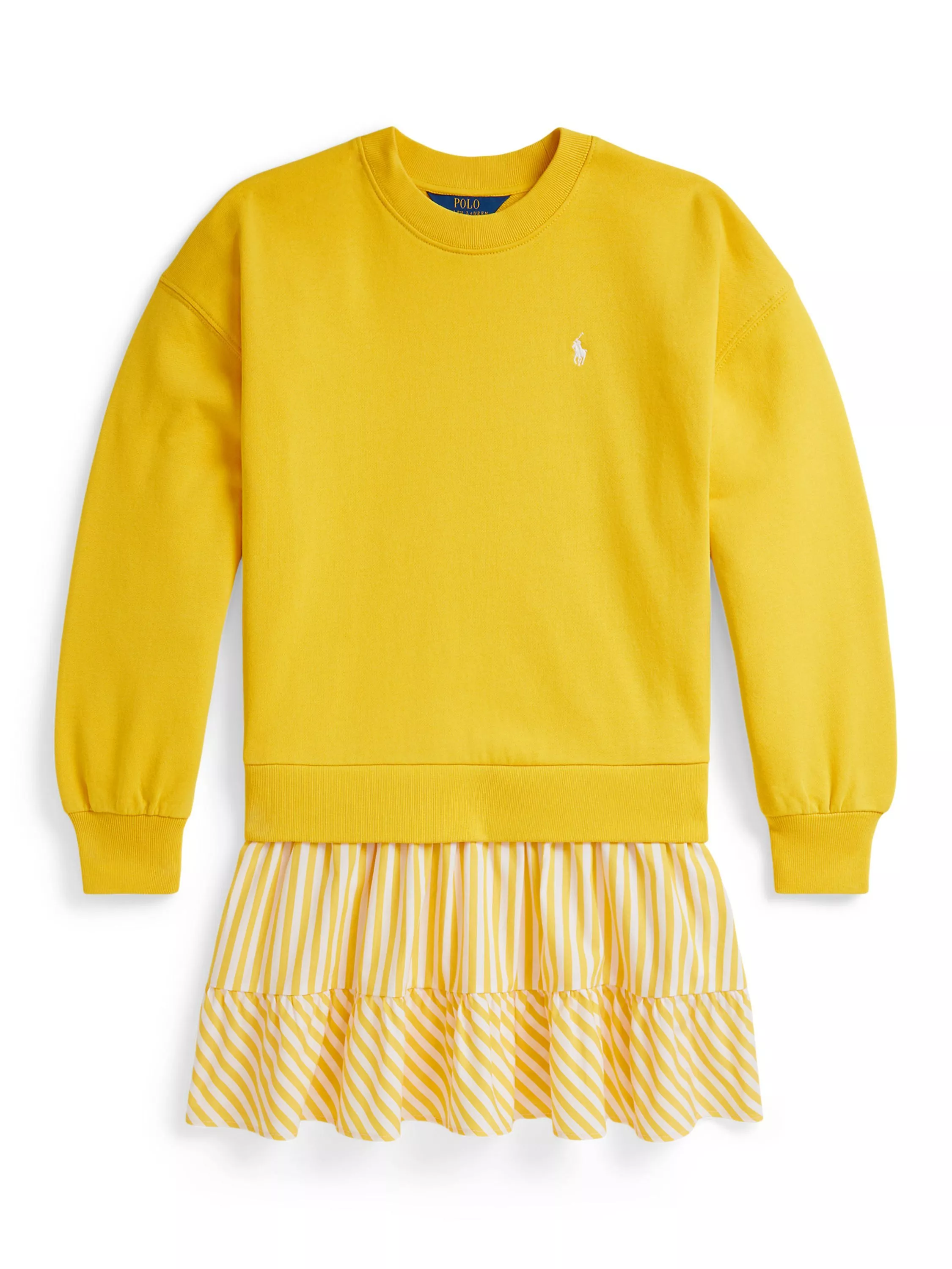 Ralph Lauren Kids' Cotton Pony Logo Sweatshirt Dress, Racing Yellow