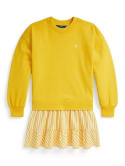 Ralph Lauren Kids' Cotton Pony Logo Sweatshirt Dress, Racing Yellow, Racing Yellow