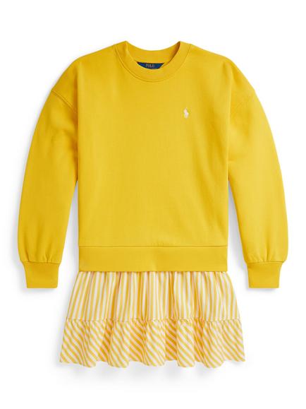 Ralph Lauren Kids' Cotton Pony Logo Sweatshirt Dress, Racing Yellow, Racing Yellow