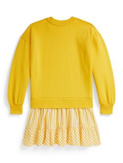Ralph Lauren Kids' Cotton Pony Logo Sweatshirt Dress, Racing Yellow - view 2, Racing Yellow