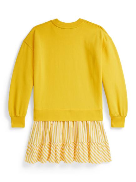 Ralph Lauren Kids' Cotton Pony Logo Sweatshirt Dress, Racing Yellow - view 2, Racing Yellow